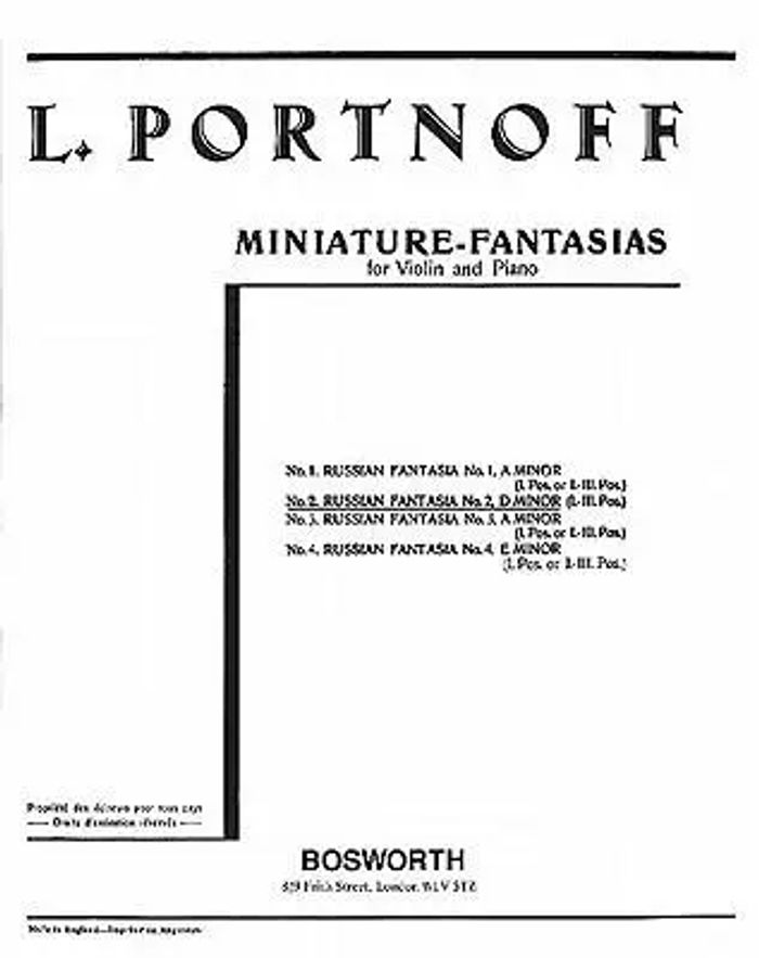 Miniature-Fantasias for Violin and Piano : Leo Portnoff : Blätter : Buch : Englisch : 2004 : Bosworth & Co. Ltd. : EAN 9780711995284